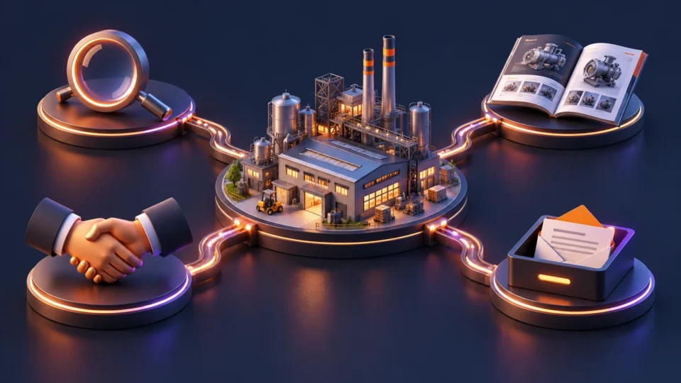 Factory connected to search, product catalogue, referrals and an enquiry inbox